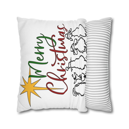 Faithful Dogs Merry Christmas — Festive Holiday Decorative Throw Pillow Cover