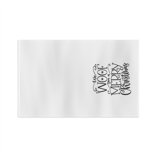 Tea Towel - "We Woof You a Merry Christmas" Holiday Kitchen Towel for Dog Lovers